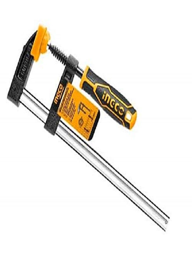 Ingco F Clamp 10 inch Steel with Rubberized Handle and Surface Protection PVC Cover for Clamping Better Grip Metal Wood Working Glass Welding DIY Work (HFC020503) 50 x 250 mm - Image 2